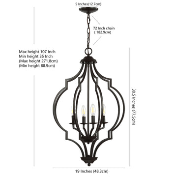 Selema 19" Iron Adjustable Ogee Lantern LED Pendant - JONATHAN Y
